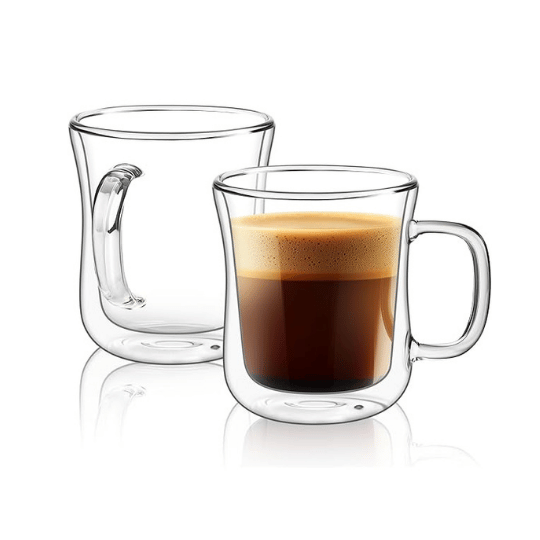 Curved Double Wall Glass Mug - 350ml