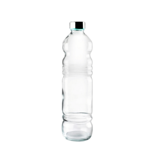 Glass Bottle with Liquid Tight Stainless Steel Cover - 1ltr