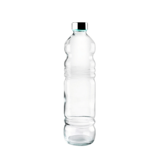 Glass Bottle with Liquid Tight Stainless Steel Cover - 1ltr