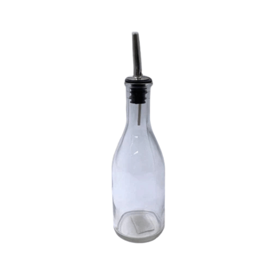 Glass Oil Bottle with High-Quality Metal Pourer - 300ml