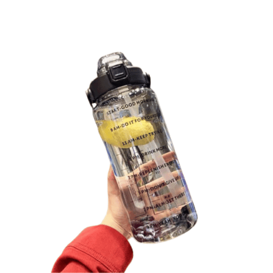 Motivational Water Bottle with BPA-Free Silicone Straw - 2ltr