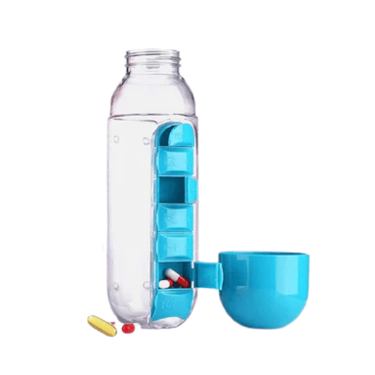 Pill and Vitamin Organizer with Plastic Drink Bottle - 600ml