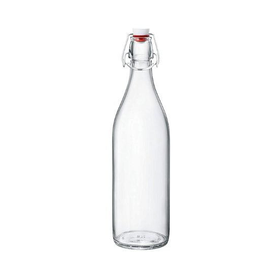 Round Glass Bottle with Flip-top Airtight Lid - 500ml